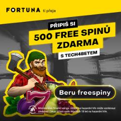 500 Free Spinů zdarma na hry od Tech4Bet u Fortuny