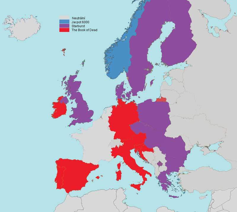 Nejhranější online automaty v jednotlivých evropských zemích