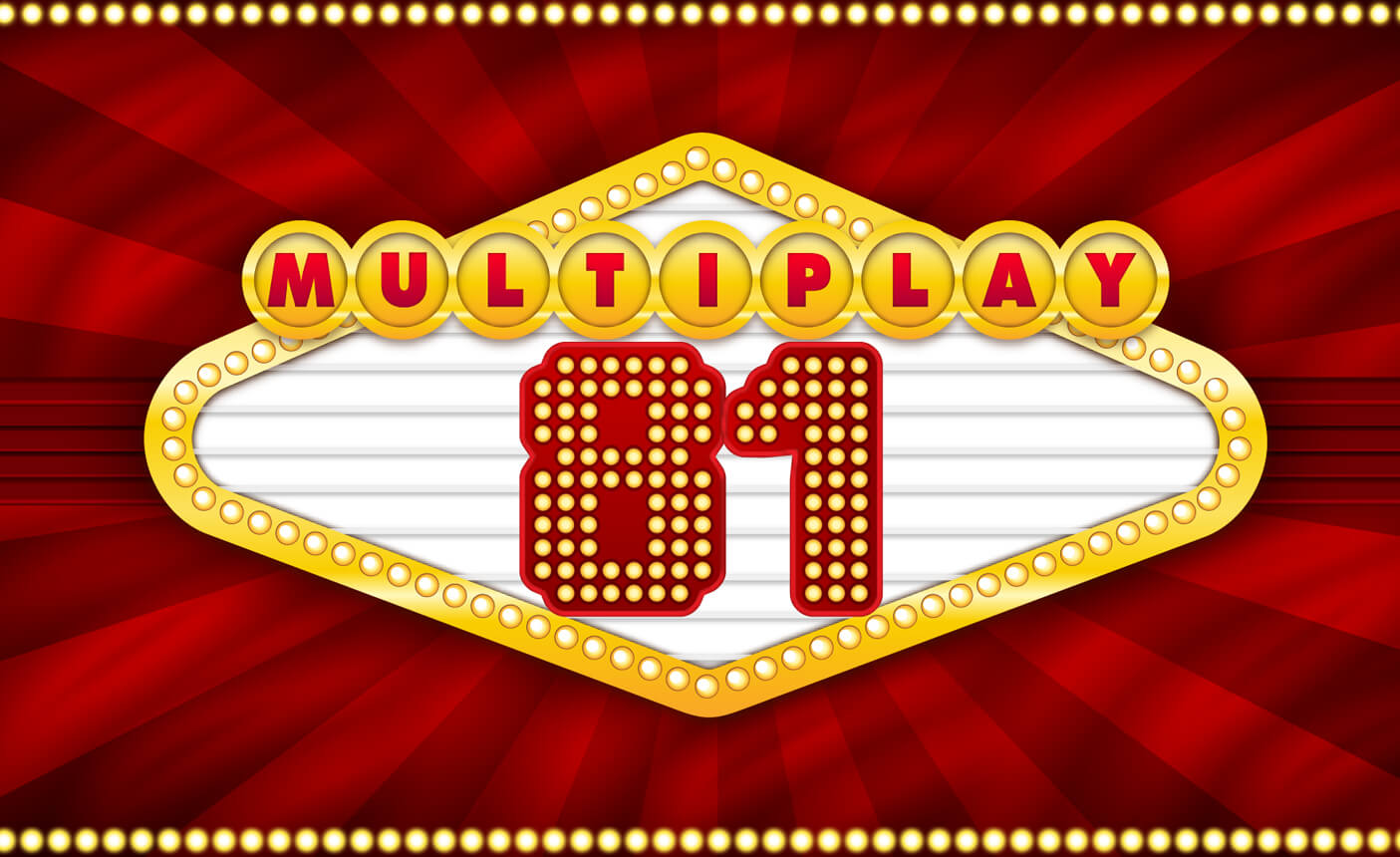 Automat Multiplay 81 od E-gaming: logo hry ve stylu svítící cedule