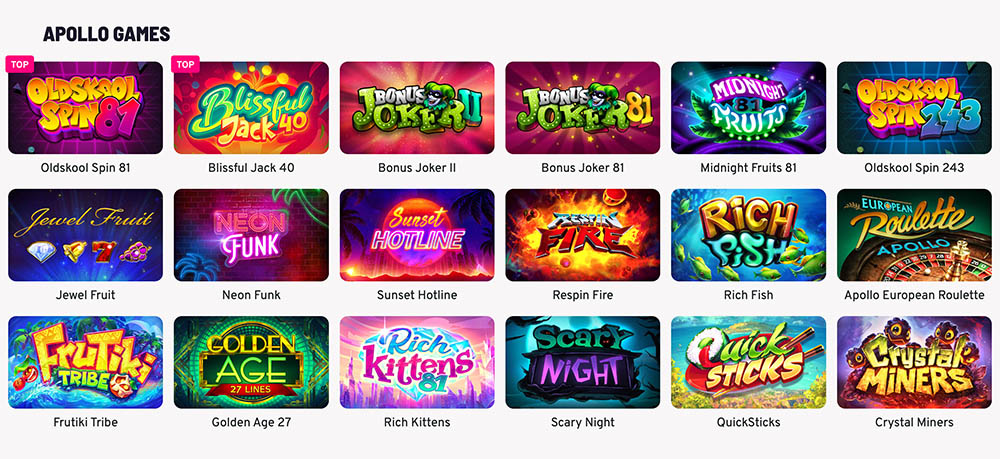 Vlastní Apollo Games Casino hry