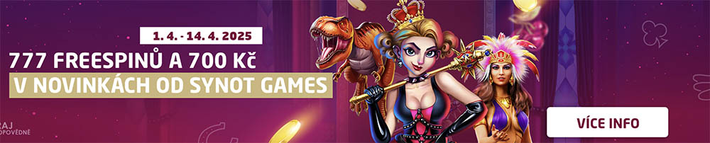 Promo akce od Synottip s nabídkou až 777 free spinů a bonus na hry od Synot Games