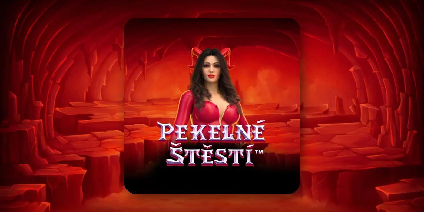 Automat Pekelné Štěstí od Synot Games: úvodní obrázek hry se sukubou s rohy v pekelné jeskyni z katalogu Synot Tipu