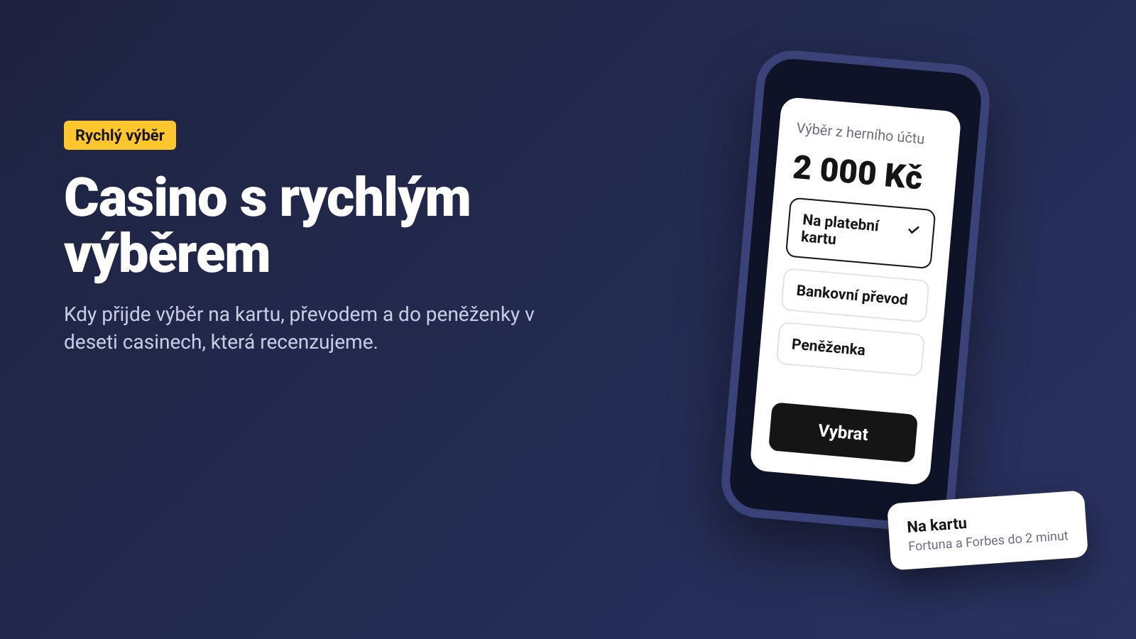 Telefon s výběrem z herního účtu na platební kartu